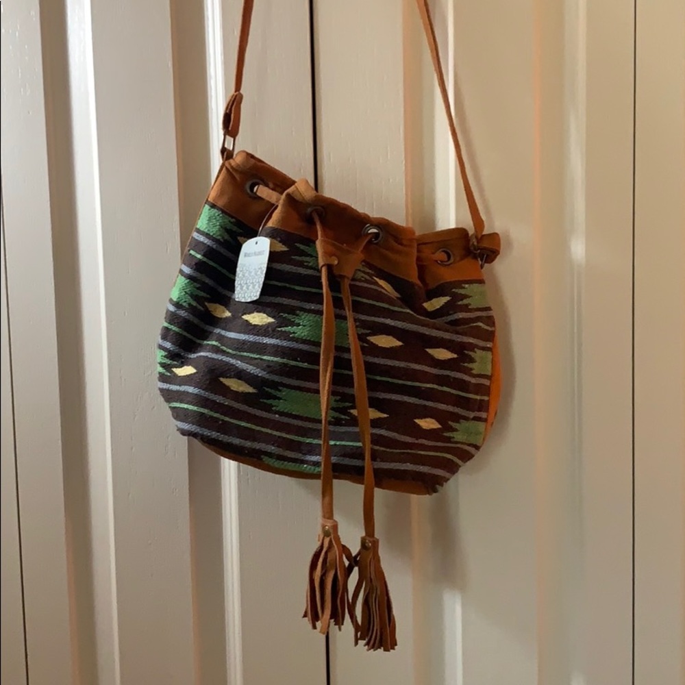 World Market Purse Green Brown Yellow Blue